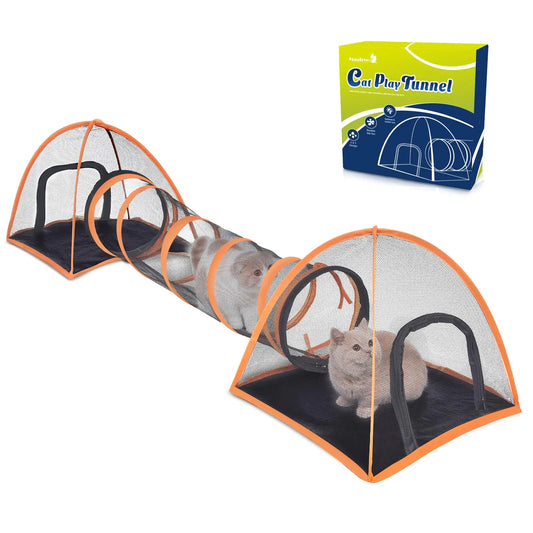 Msutree Outdoor Cat Tunnel Pop Up Cat Tent - Outdoor Cat Playpen Tents for Small Animals Provides Double Fun with 2-Way Cat Playpen Cat Tents for Outside