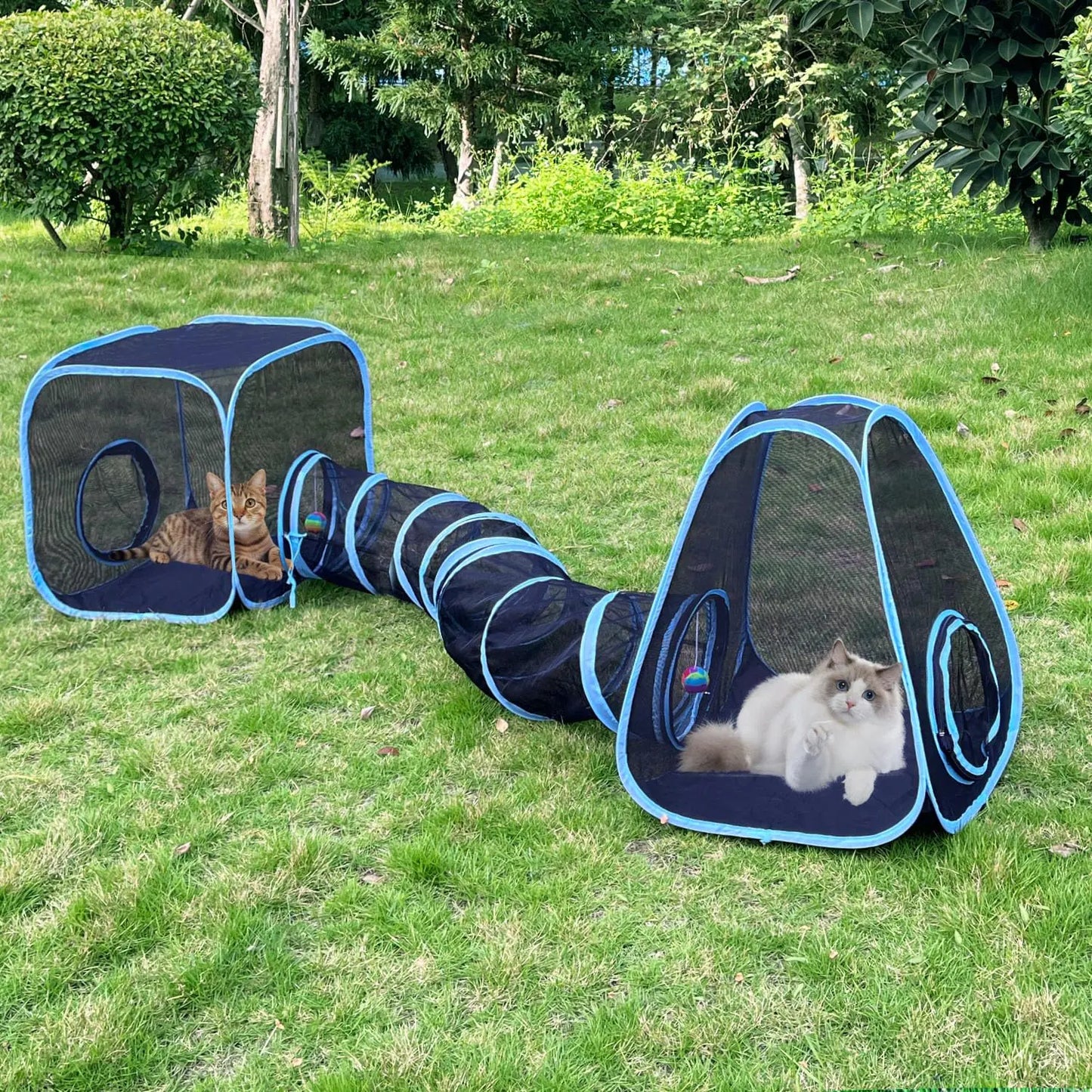 Outdoor Cat Enclosures Cat Tunnels Tents Cubes for Indoor Cats with Play Ball Collapsible Outside Playpen Tunnel for Kitty Rabbit Puppy and Small Animals
